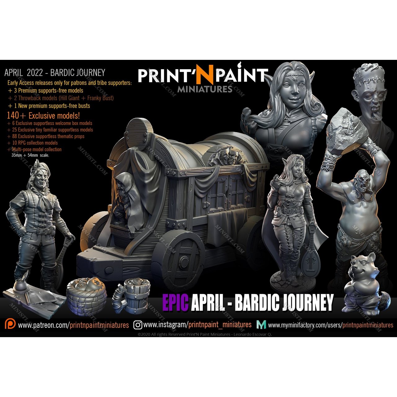 Print'N Paint April 2022 (Bardic Journey) Print’N Paint Miniatures  MINISTL