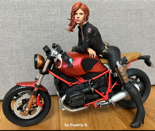 Fan Art Models Black Widow on Motorcycle  MINISTL