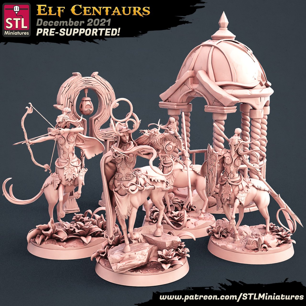 STL Miniatures December 2021 (Elf Centaurs and Archers) STL Miniatures  MINISTL