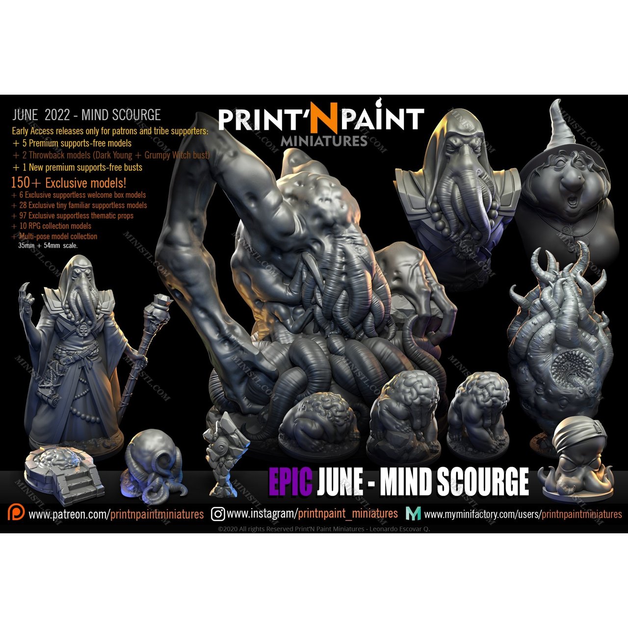 Print'N Paint June 2022 (Mind Scourge) Print’N Paint Miniatures  MINISTL