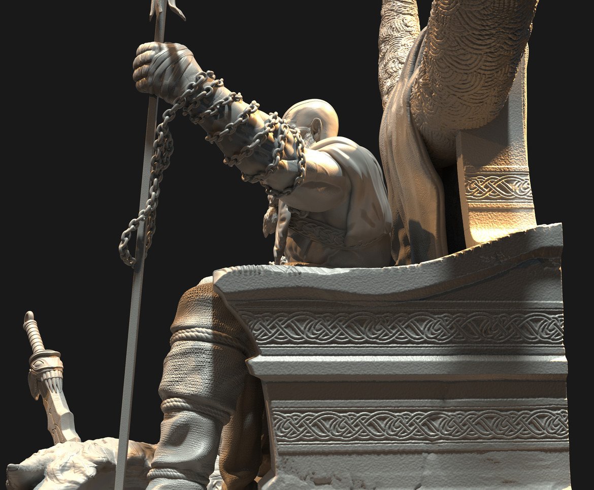 Fan Art Models Kratos on Throne from God of War  MINISTL 3