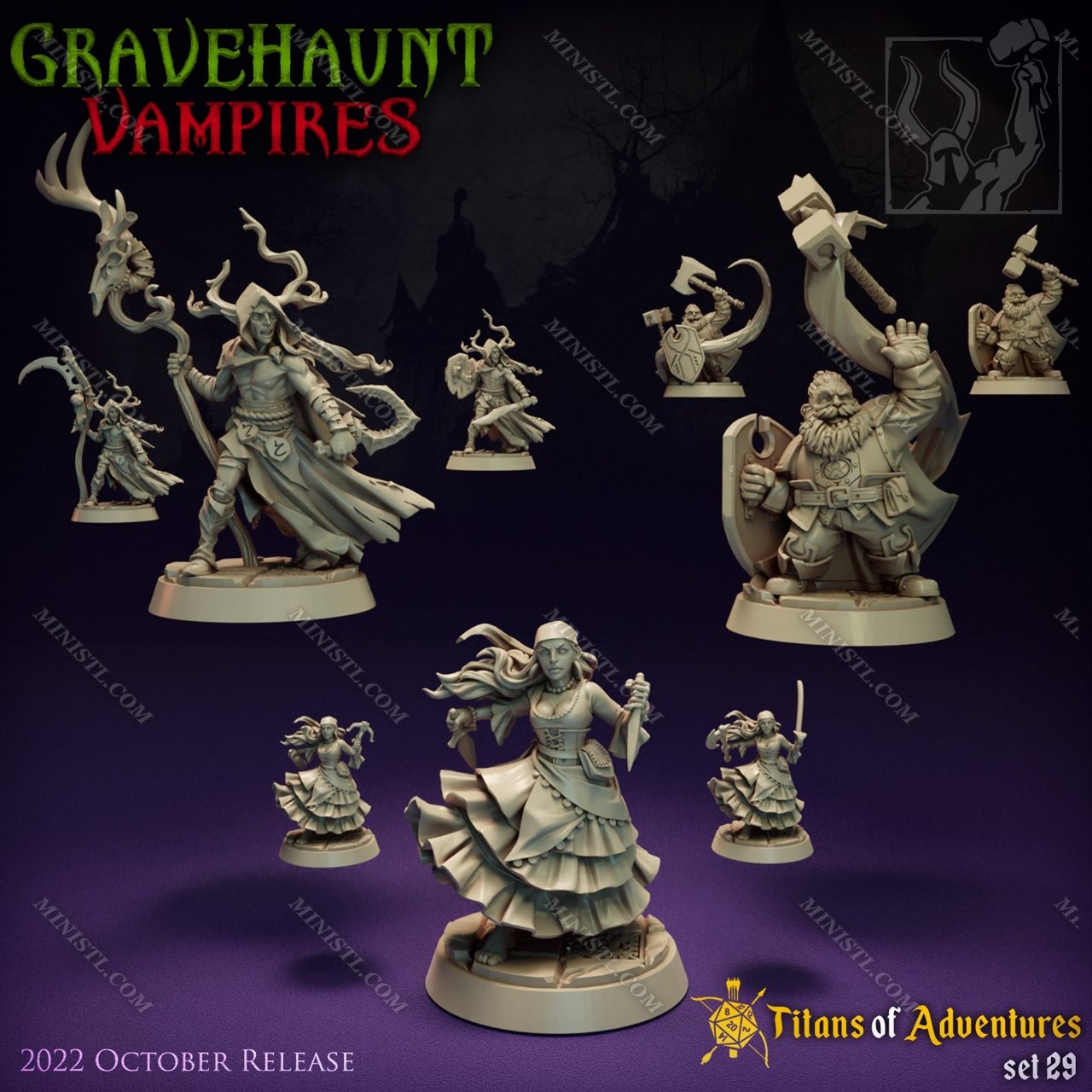 Titan-Forge Miniatures October 2022 (Gravehaunt Vampires) Titan Forge  MINISTL 3