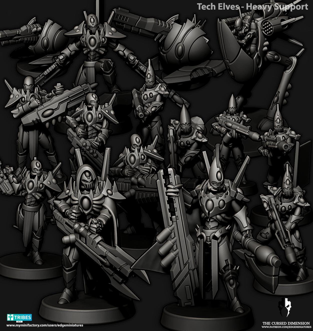 Edge Miniatures August 2023 (Tech Elves Heavy Support) Edge Miniatures  MINISTL