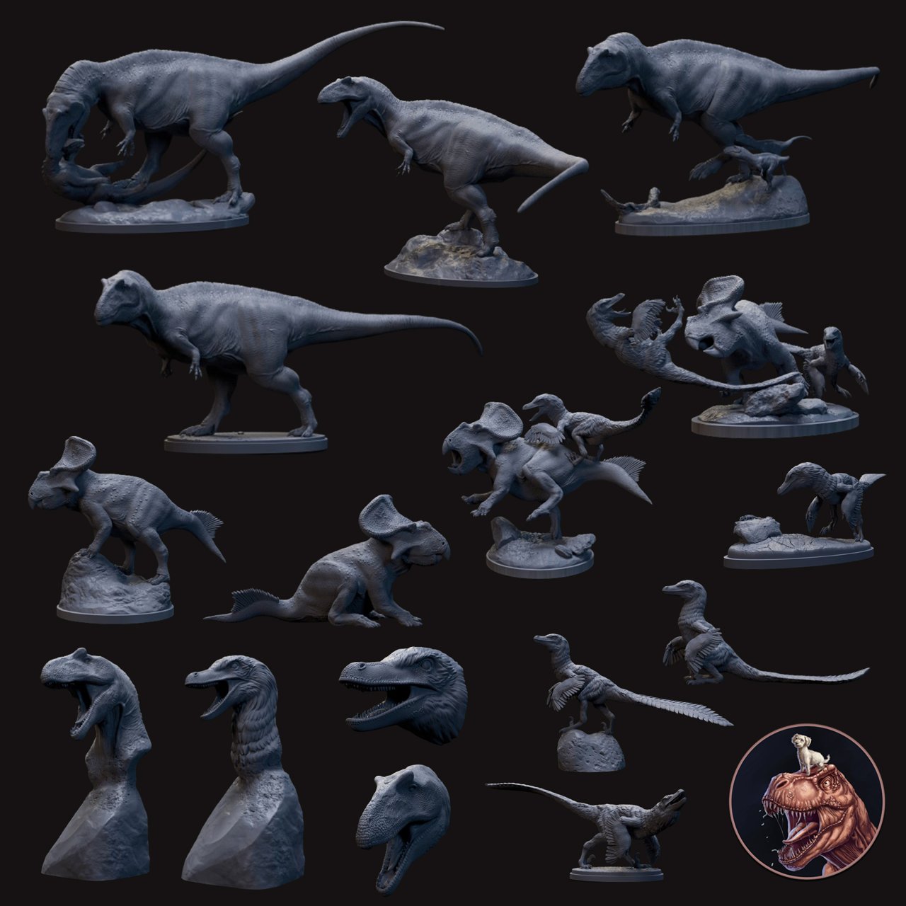 Dino and Dog miniatures March 2024 Dino and Dog miniatures  MINISTL